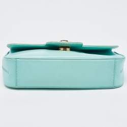Pre Owned Salvatore Ferragamo Mint Green Leather Gancini Chain Bag