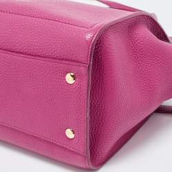 Pre Owned Salvatore Ferragamo Magenta Leather Small Amy Tote