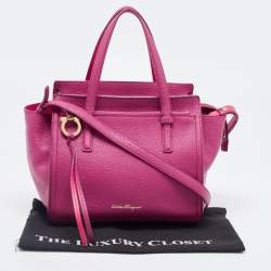 Pre Owned Salvatore Ferragamo Magenta Leather Small Amy Tote