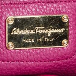 Pre Owned Salvatore Ferragamo Magenta Leather Small Amy Tote