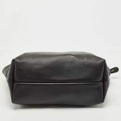 Pre Owned Salvatore Ferragamo Black Leather Gancini Zip Tote