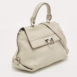Salvatore Ferragamo Cream Leather Medium Sofia Top Handle Bag