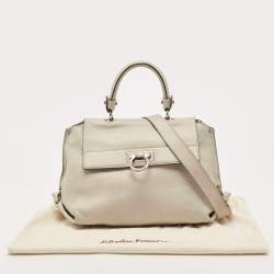 Salvatore Ferragamo Cream Leather Medium Sofia Top Handle Bag