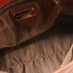 Pre Owned Salvatore Ferragamo Orange Leather Medium Sofia Top Handle Bag