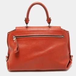 Pre Owned Salvatore Ferragamo Orange Leather Medium Sofia Top Handle Bag