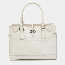 Salvatore Ferragamo White Brown Fur Fiammetta Tote Salvatore