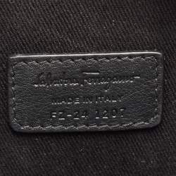 Pre Owned Salvatore Ferragamo Black Leather Double Gancio Crossbody Bag