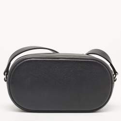 Pre Owned Salvatore Ferragamo Black Leather Double Gancio Crossbody Bag
