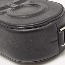 Pre Owned Salvatore Ferragamo Black Leather Double Gancio Crossbody Bag