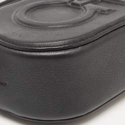 Pre Owned Salvatore Ferragamo Black Leather Double Gancio Crossbody Bag