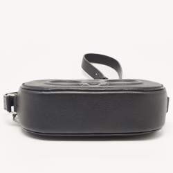 Pre Owned Salvatore Ferragamo Black Leather Double Gancio Crossbody Bag