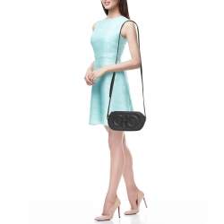 Pre Owned Salvatore Ferragamo Black Leather Double Gancio Crossbody Bag