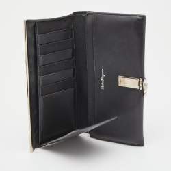 Salvatore Ferragamo Black Leather Gancini Bit Continental Wallet