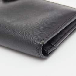 Salvatore Ferragamo Black Leather Gancini Bit Continental Wallet
