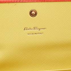 Pre Owned Salvatore Ferragamo Orange Gancio Leather Continental Wallet