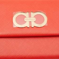 Pre Owned Salvatore Ferragamo Orange Gancio Leather Continental Wallet