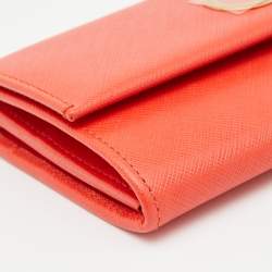 Pre Owned Salvatore Ferragamo Orange Gancio Leather Continental Wallet