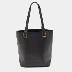 Pre Owned Salvatore Ferragamo Black Leather Tote