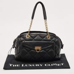 Pre Owned Salvatore Ferragamo Black Quilted Leather Bowler Bag