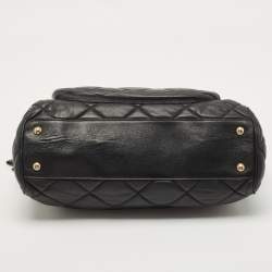 Pre Owned Salvatore Ferragamo Black Quilted Leather Bowler Bag