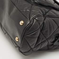 Pre Owned Salvatore Ferragamo Black Quilted Leather Bowler Bag