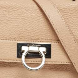 Pre Owned Salvatore Ferragamo Beige Leather Small Sofia Top Handle Bag