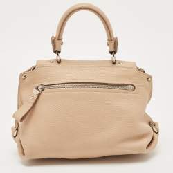 Pre Owned Salvatore Ferragamo Beige Leather Small Sofia Top Handle Bag