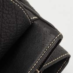 Pre Owned Salvatore Ferragamo Black Leather Gancini Flap Shoulder Bag