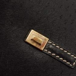 Pre Owned Salvatore Ferragamo Black Leather Gancini Flap Shoulder Bag