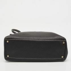 Pre Owned Salvatore Ferragamo Black Leather Gancini Flap Shoulder Bag