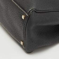 Pre Owned Salvatore Ferragamo Black Leather Gancini Flap Shoulder Bag