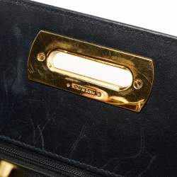 Pre Owned Salvatore Ferragamo Dark Blue Leather Chain Bag