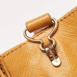Salvatore Ferragamo Mustard Leather Kelly Top Handle Bag