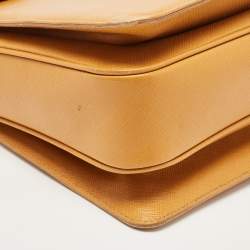 Salvatore Ferragamo Mustard Leather Kelly Top Handle Bag