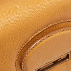 Salvatore Ferragamo Mustard Leather Kelly Top Handle Bag