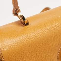 Salvatore Ferragamo Mustard Leather Kelly Top Handle Bag
