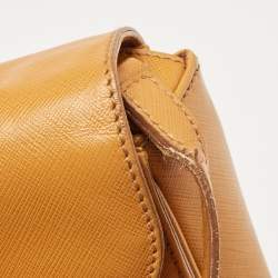 Salvatore Ferragamo Mustard Leather Kelly Top Handle Bag