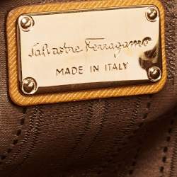 Salvatore Ferragamo Mustard Leather Kelly Top Handle Bag
