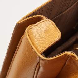 Salvatore Ferragamo Mustard Leather Kelly Top Handle Bag