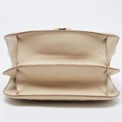 Pre Owned Salvatore Ferragamo Beige Quilted Leather Flap Shoulder Bag