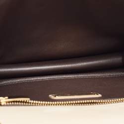Pre Owned Salvatore Ferragamo Beige Quilted Leather Flap Shoulder Bag