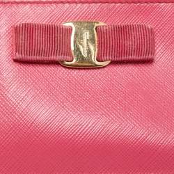 Salvatore Ferragamo Fuchsia Leather Bow Zip Coin Purse