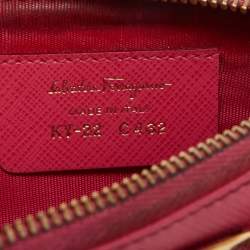 Salvatore Ferragamo Fuchsia Leather Bow Zip Coin Purse