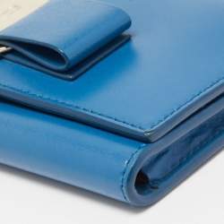 Salvatore Ferragamo Blue Leather Vara Bow Wallet on Chain