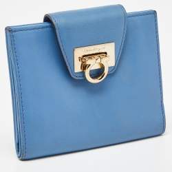 Salvatore Ferragamo Blue Leather Gancini Wallet