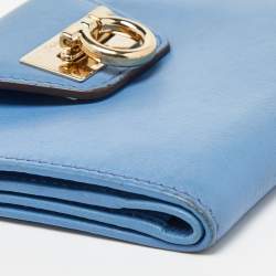 Salvatore Ferragamo Blue Leather Gancini Wallet