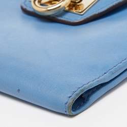 Salvatore Ferragamo Blue Leather Gancini Wallet