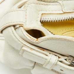 Pre Owned Salvatore Ferragamo White Leather Marisa Hobo
