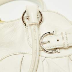 Pre Owned Salvatore Ferragamo White Leather Marisa Hobo