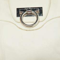 Pre Owned Salvatore Ferragamo White Leather Marisa Hobo